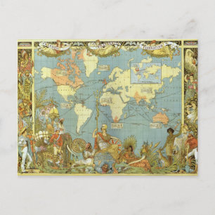 British Empire Map Postcard