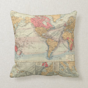 British Empire, routes, currents Throw Pillow