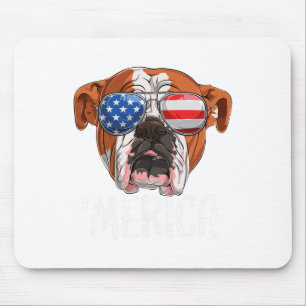 British English Bulldog Dog 4th Of July American F Mouse Pad