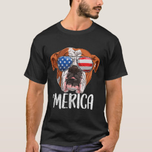 British English Bulldog Dog 4th Of July American F T-Shirt