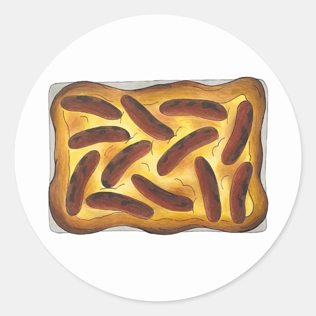 British English Food Toad in the Hole Sausages  Classic Round Sticker (Front)