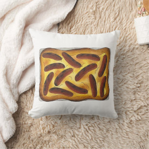 British English Food Toad in the Hole Sausages  Throw Pillow