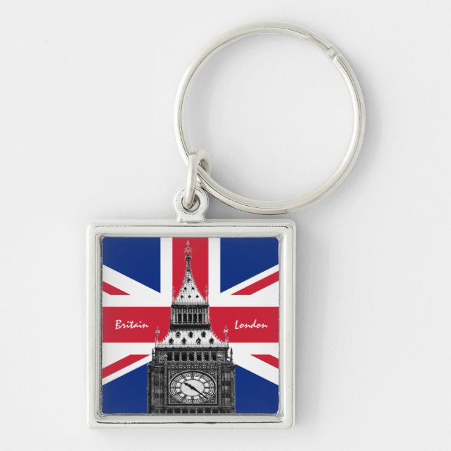 British Flag & Big Ben - London, UK /sports fans Keychain (Front)