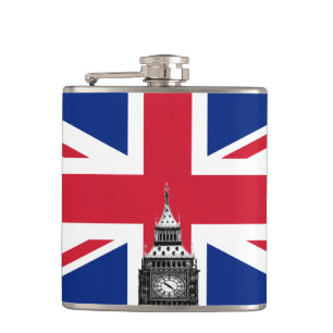 British Flag & Big Ben, United Kingdom fashion UK Hip Flask