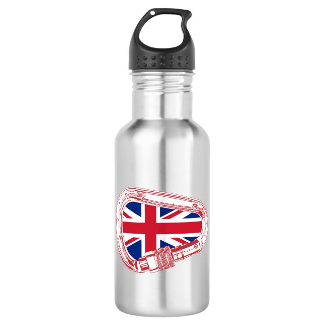 British Flag Climbing Carabiner 532 Ml Water Bottle (Front)