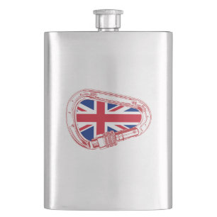 British Flag Climbing Carabiner Hip Flask