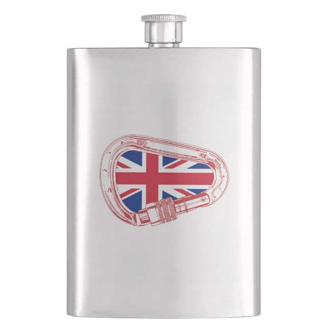 British Flag Climbing Carabiner Hip Flask (Front)
