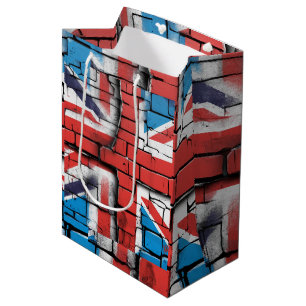 British Flag Graffiti Art on a Brick Wall Medium Gift Bag