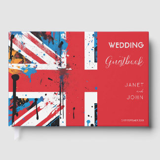 British Flag Graffiti Wedding Guest Book