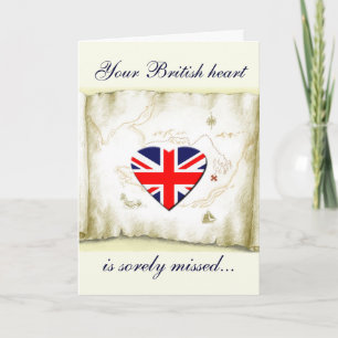 British Flag Heart/missing you+military Holiday Card