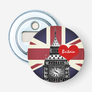 British Flag & Heart United Kingdom party /sports Bottle Opener
