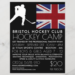 British Flag, Hockey Player, Camp Advertising Flyer