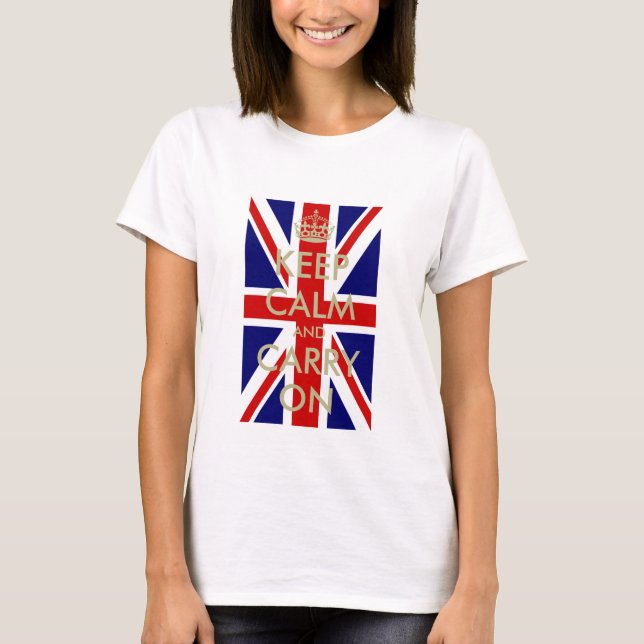 British Flag Keep Calm t shirt for women (Front)