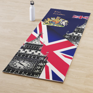 British Flag mat, Big Ben, UK symbols, London Yoga Mat