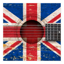 British Flag on Old Acoustic Guitar