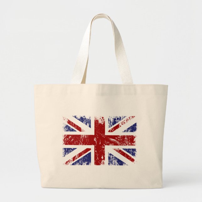 British Flag Punk Grunge Large Tote Bag (Front)