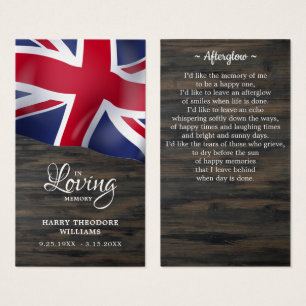 British Flag Sympathy Memorial Funeral Prayer Card