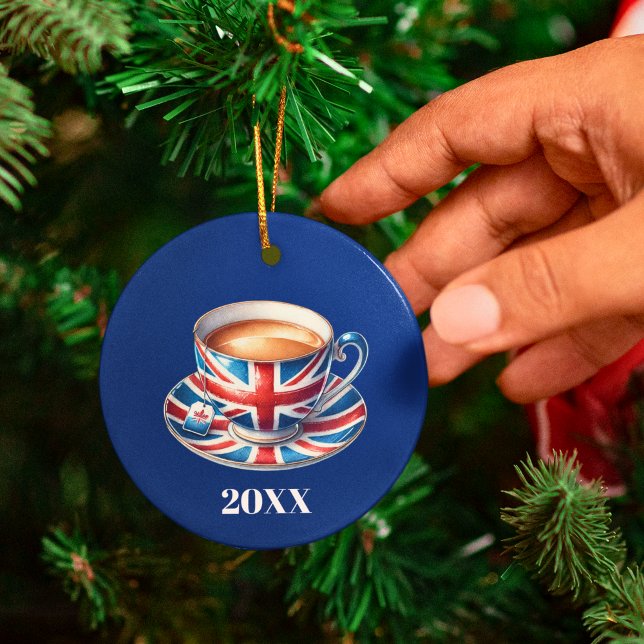 British Flag Teacup Christmas Tree Ceramic Ornament (Creator Uploaded)
