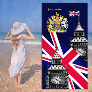 British Flag towel, Big Ben, Britain, London Beach Towel