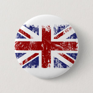 British Flag Union Jack Punk Grunge 2 Inch Round Button