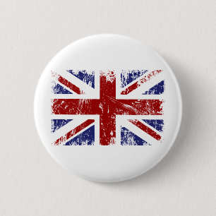 British Flag Union Jack Punk Grunge 2 Inch Round Button