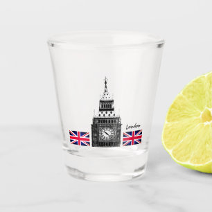 British Flag & United Kingdom, Big Ben / UK sports Shot Glass