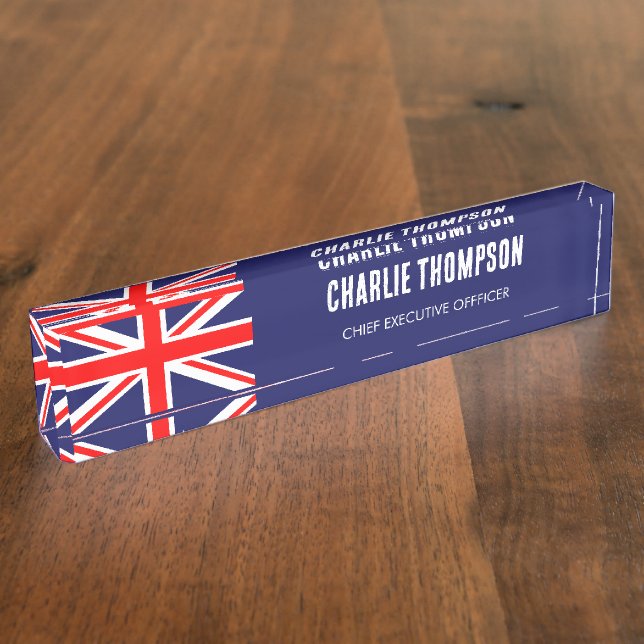British Flag, United Kingdom Office Nameplate (Side)