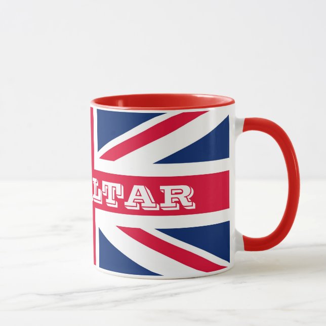 British Flag With Gibraltar Bold Text Mug (Right)