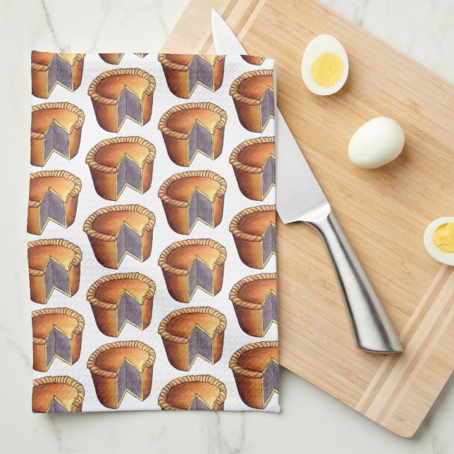 British Food Pork Pie Savoury Pastry UK Cuisine Kitchen Towel (Quarter Fold)