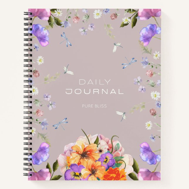 British Garden Serenity Pink Grey Journal (Devant)