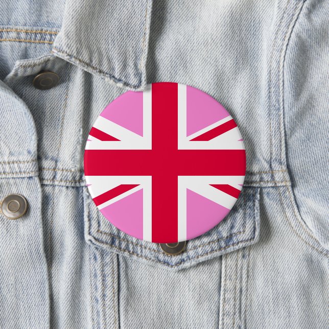 British Gay Pride Flag 4 Inch Round Button (In Situ)