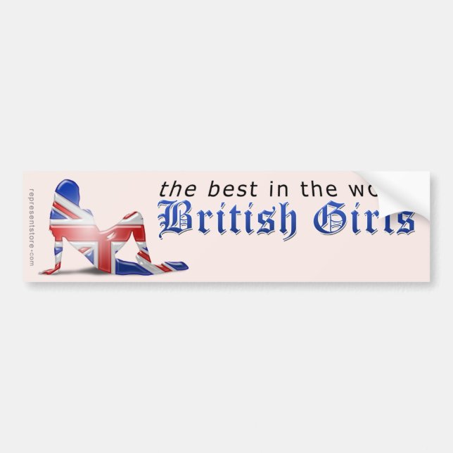 British Girl Silhouette Flag Bumper Sticker (Front)