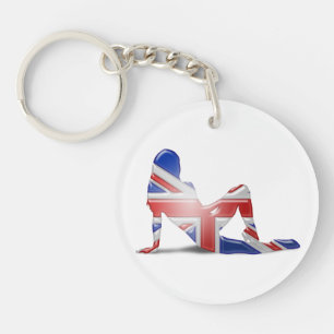British Girl Silhouette Flag Keychain