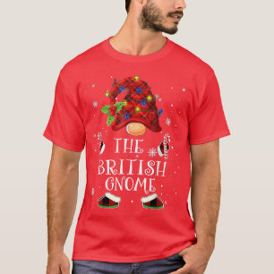 British Gnome Buffalo Plaid Christmas Tree Light T-Shirt