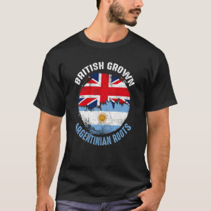 British Grown Argentinian Roots Vintage Flags for  T-Shirt