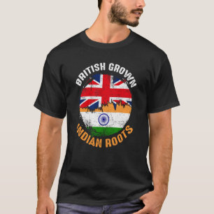 British Grown Indian Roots Vintage Flags for Men W T-Shirt