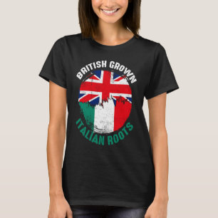 British Grown Italian Roots Vintage Flags for Men  T-Shirt