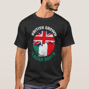 British Grown Italian Roots Vintage Flags for Men T-Shirt