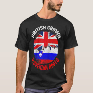 British Grown Slovenian Roots Vintage Flags for Me T-Shirt