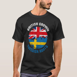 British Grown Swedish Roots Vintage Flags for Men T-Shirt