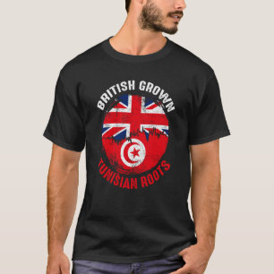 British Grown Tunisian Roots Vintage Flags for Men T-Shirt