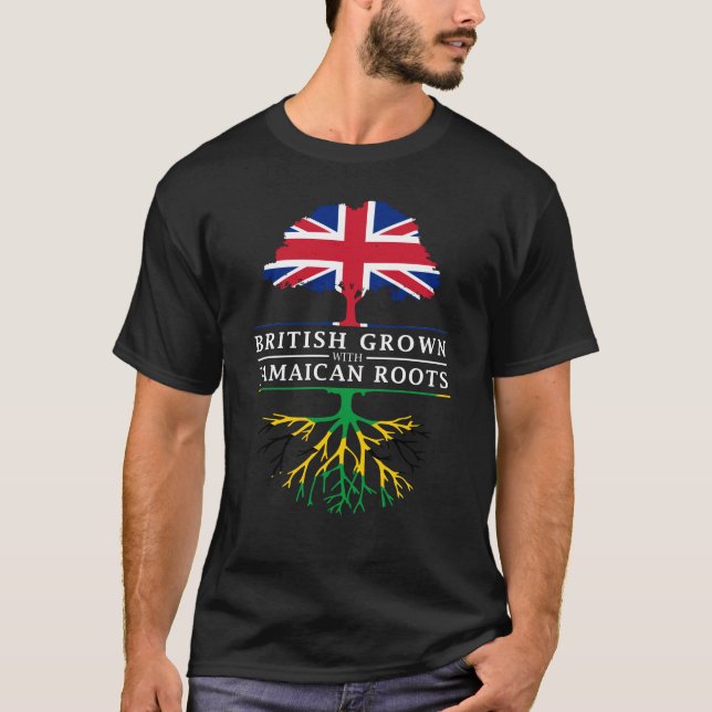 British Grown with Jamaican Roots   Jamaica Design T-Shirt (Front)