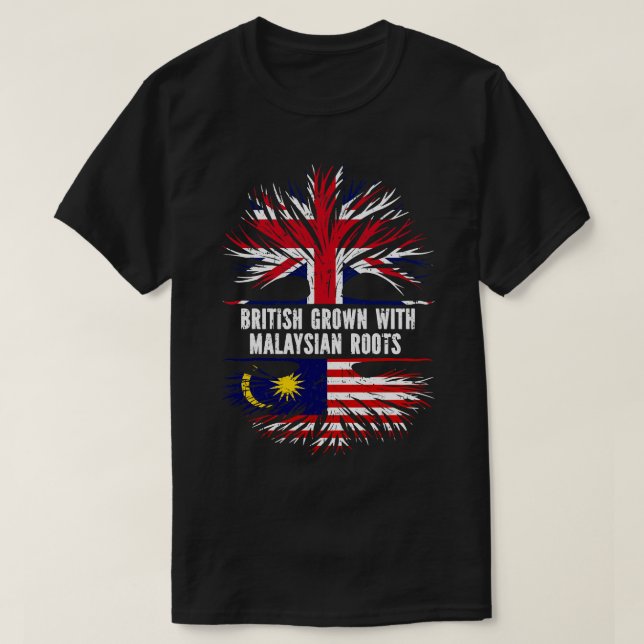 British Grown with Malaysian Roots UK Flag England T-Shirt (Design Front)