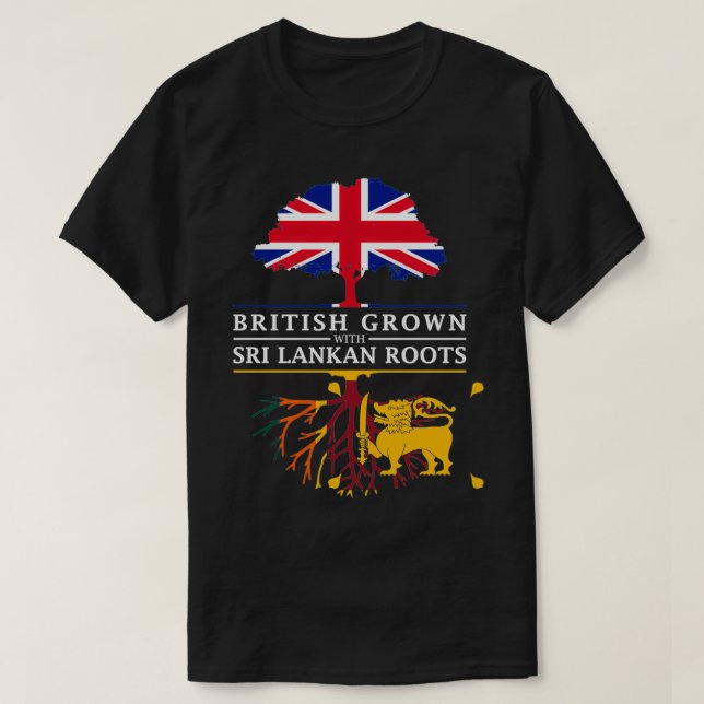 British Grown with Sri Lankan Roots Sri Lanka Desi T-Shirt (Design Front)