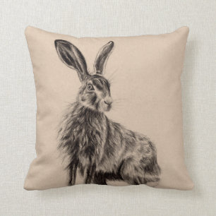 British Hare Throw Pillow