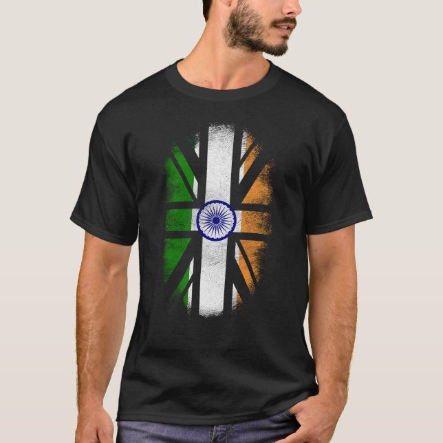 British Indian Flag - India and UK Pride T-Shirt (Front)