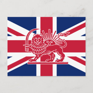British–Iranian Heritage Flag Lion and Sun Meets Postcard