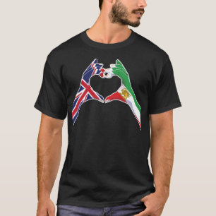British Iranian Unity Heart with Lion and Sun T-Shirt