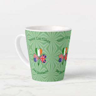 British Irish American Shamrock Flag Personalized  Latte Mug