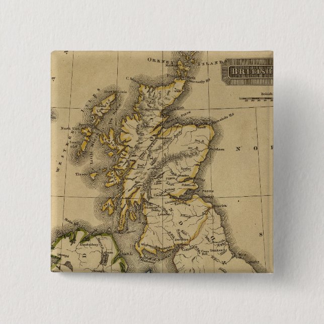 British Islands 2 Inch Square Button (Front)
